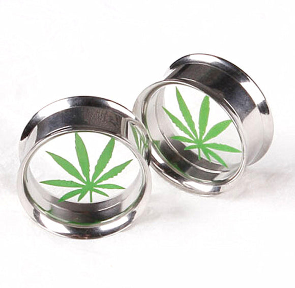 Stainless Steel Cannabis Ear Plugs = 4MM - 16MM