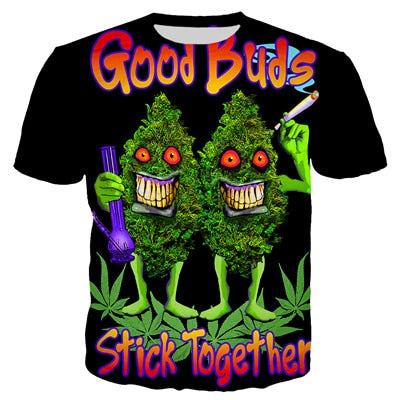 Womens Short Sleeve O-neck Tee - Good Buds Stick Together
