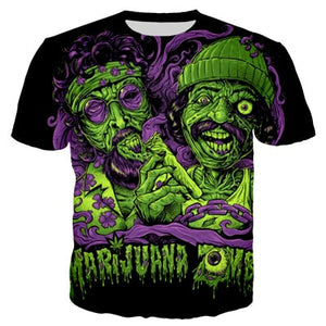 Womens Short Sleeve O-neck Tee - Marijuana Zombies